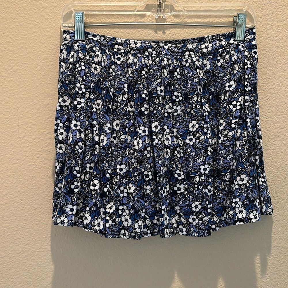 Vintage forever 21 blue floral printed lined mini skirt size small